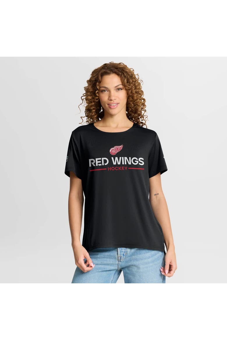 Women's Fanatics Black Detroit Red Wings Authentic Pro Rink Tech T-Shirt, Main, color, Black