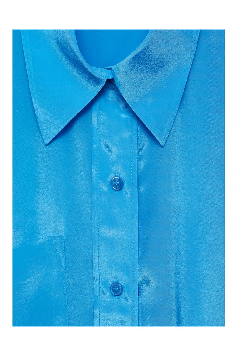 Asymmetric Closure Satin Button-Up Shirt, Alternate, color, BLUE