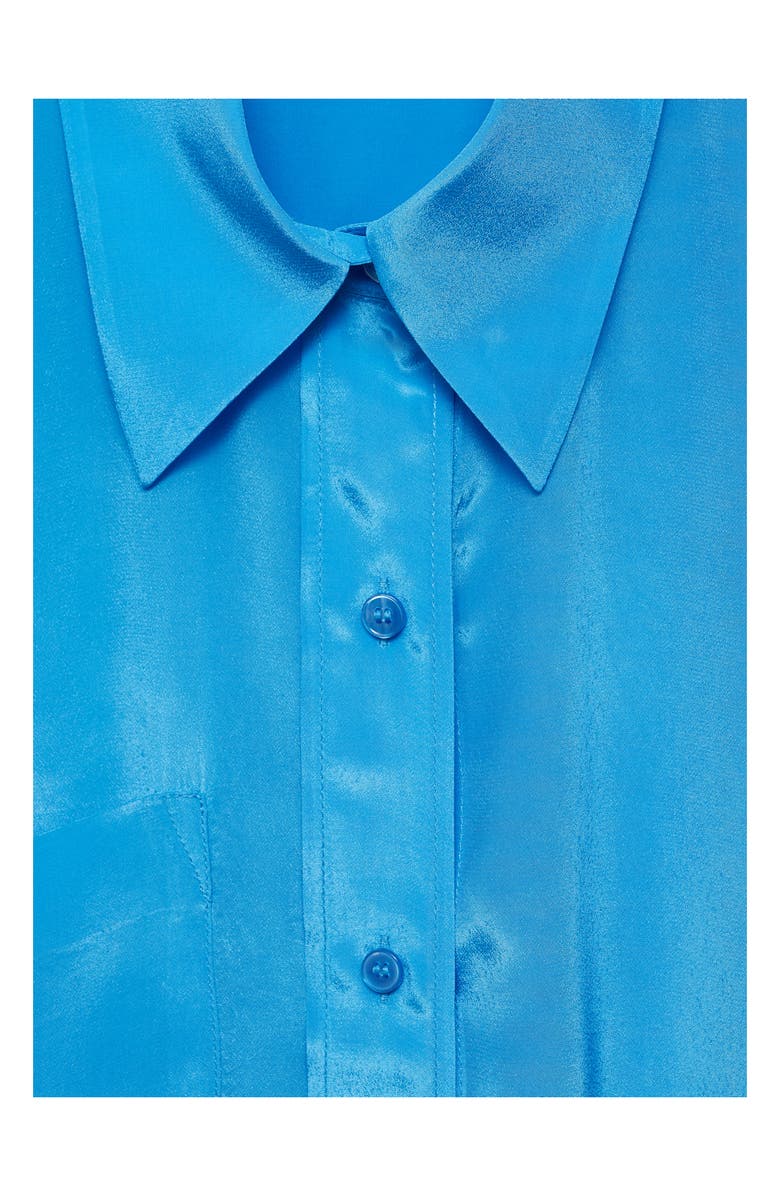 MANGO Asymmetric Closure Satin Button-Up Shirt, Alternate, color,