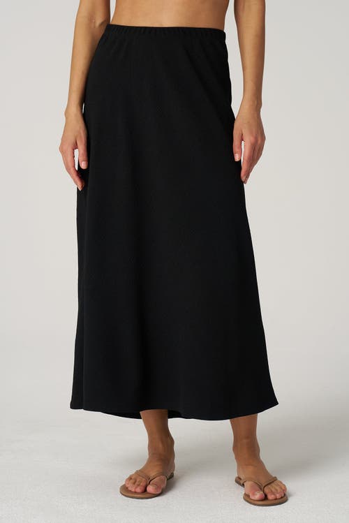 Franne Golde Textured Crepe Bias Midi Skirt