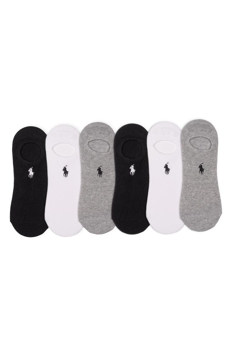 Polo Ralph Lauren Assorted 6-Pack High Cut Liner Socks, Main, color, Grey Heather/ Assorted