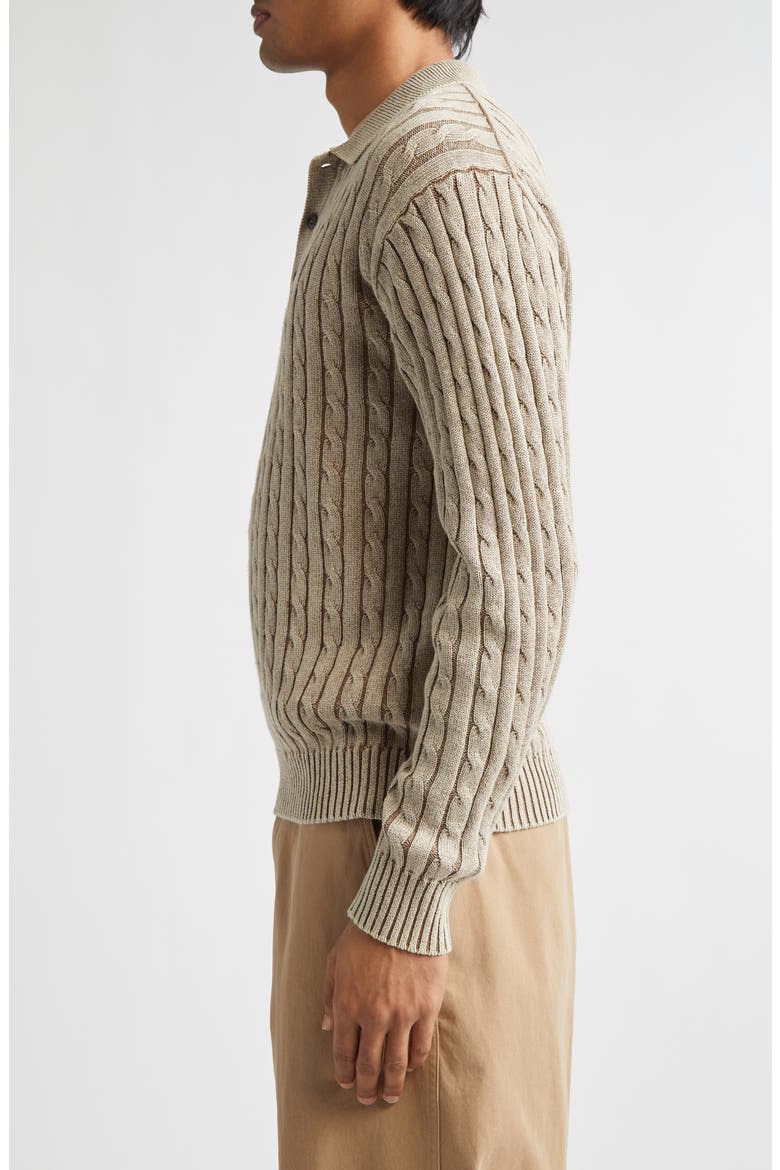 Pigment Dyed Cable Knit Cotton Polo, Alternate, color, BEIGE