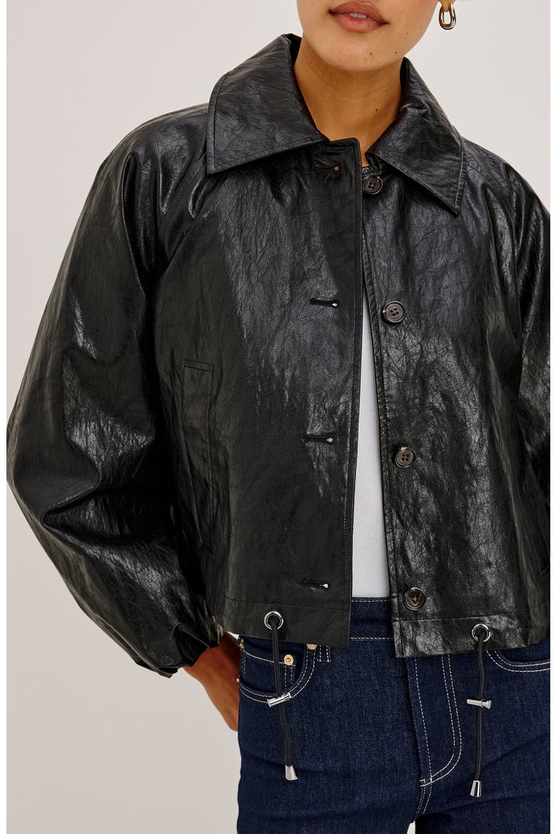 North Faux Leather Jacket, Alternate, color, BLACK