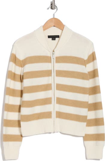 Stripe Knit Bomber Jacket