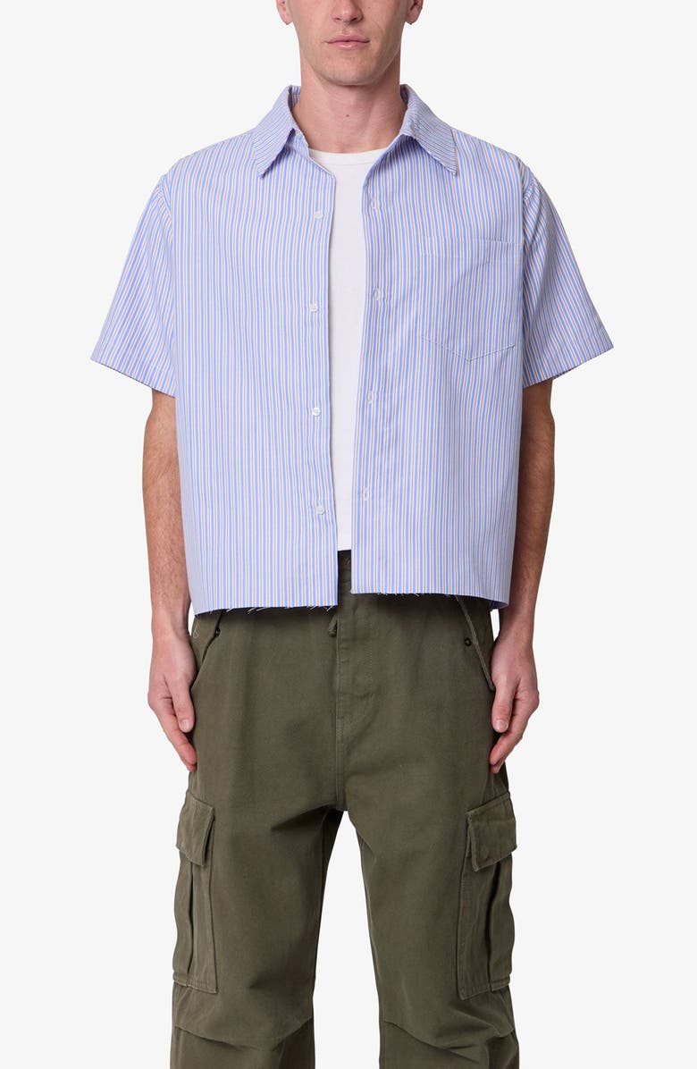 mnml Stripe Poplin Short Sleeve Button-Up Shirt, Main, color,