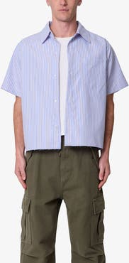 mnml Stripe Poplin Short Sleeve Button-Up Shirt