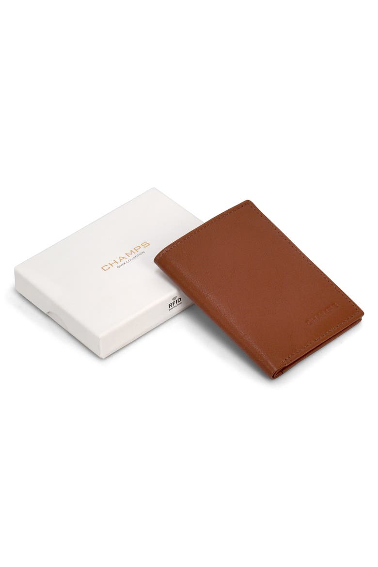 Onyx Leather RFID Vertical Slim Wallet, Alternate, color, BROWN