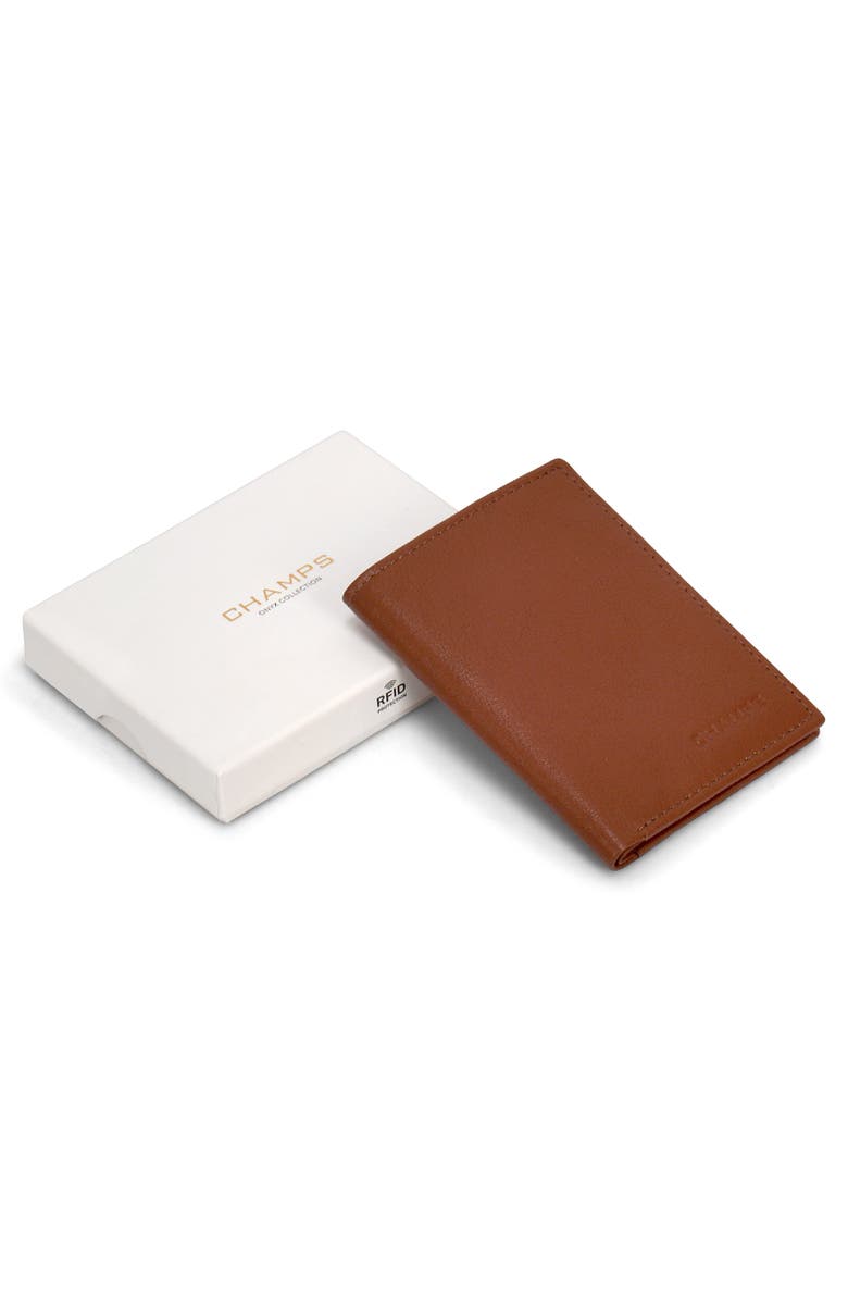 CHAMPS Onyx Leather RFID Vertical Slim Wallet, Alternate, color, Brown