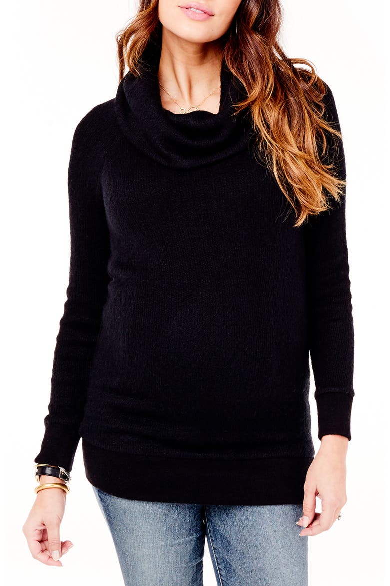 Ingrid & Isabel® Cowl Neck Maternity Sweater, Main, color, JET BLACK