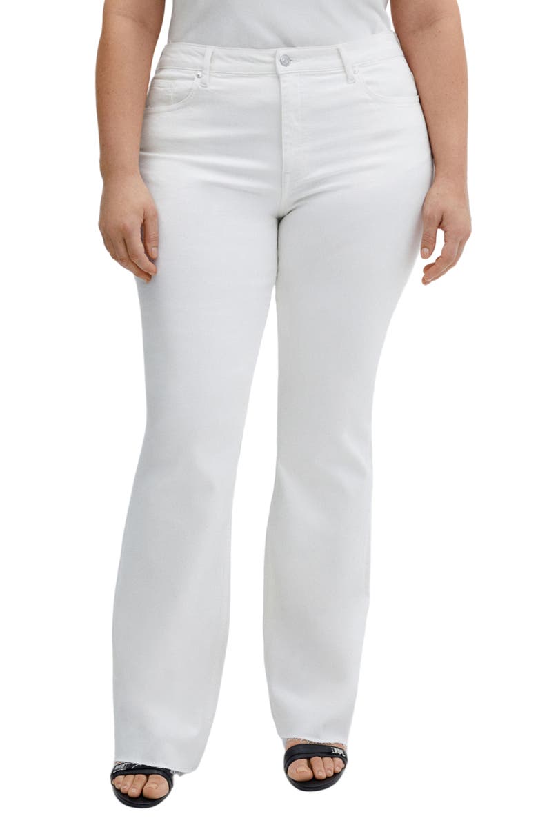 MANGO Fiona Raw Hem Crop Flare Jeans, Main, color,