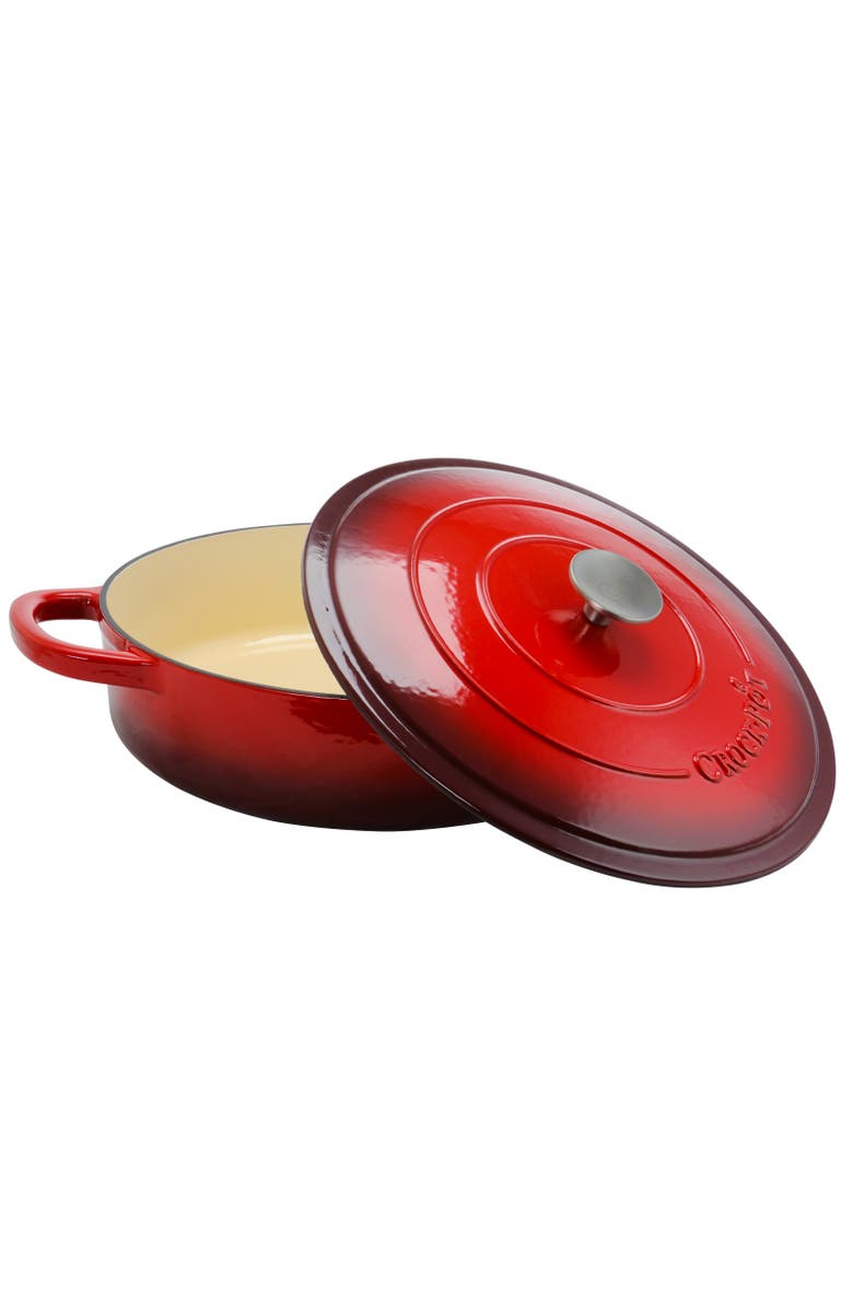 Crock-pot Enameled Cast Iron 5 Quart Round Braiser Pan with Self Basting Lid, Alternate, color, Red