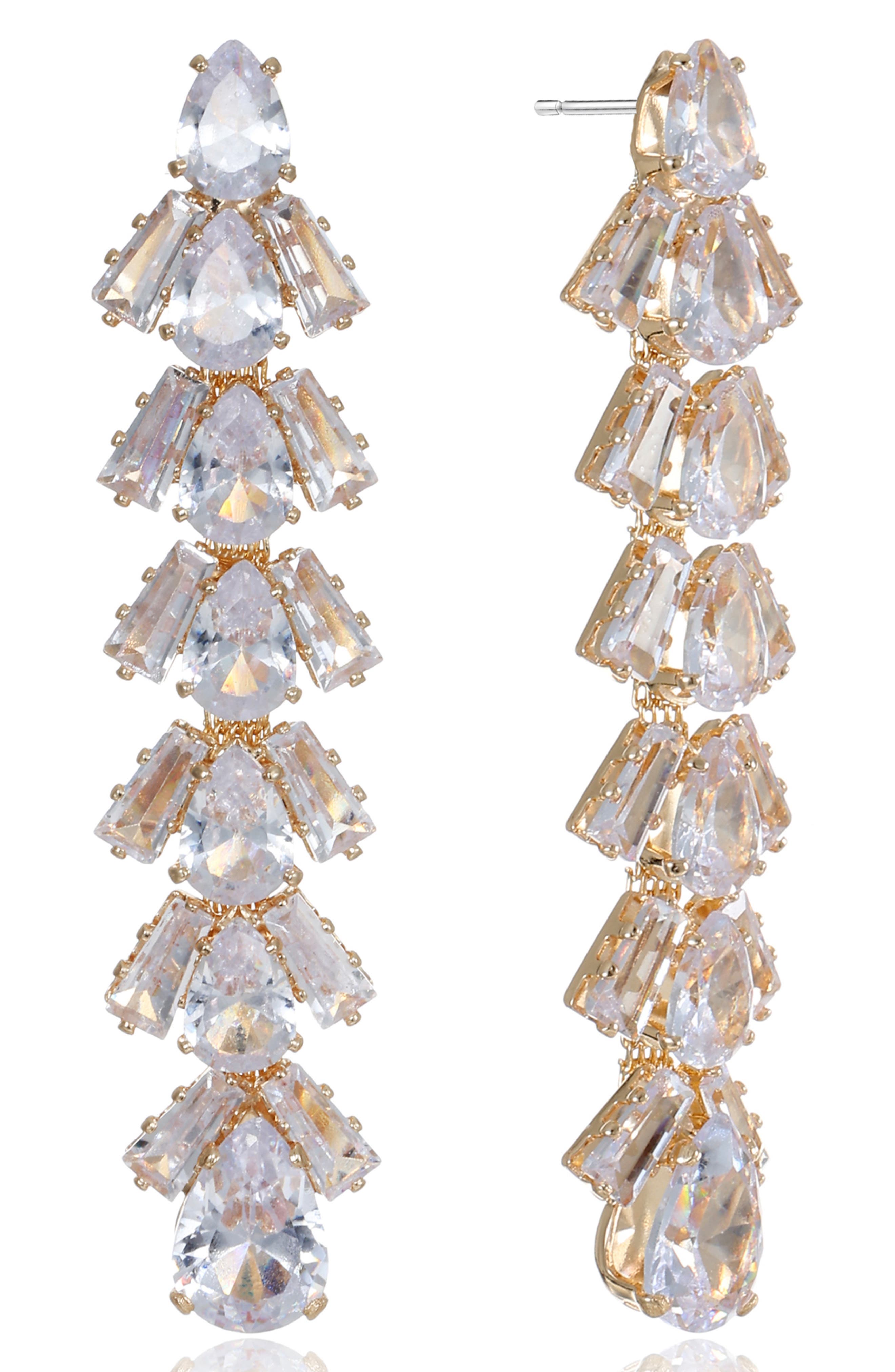 Ettika Cascading Cubic Zirconia Linear Drop Earrings