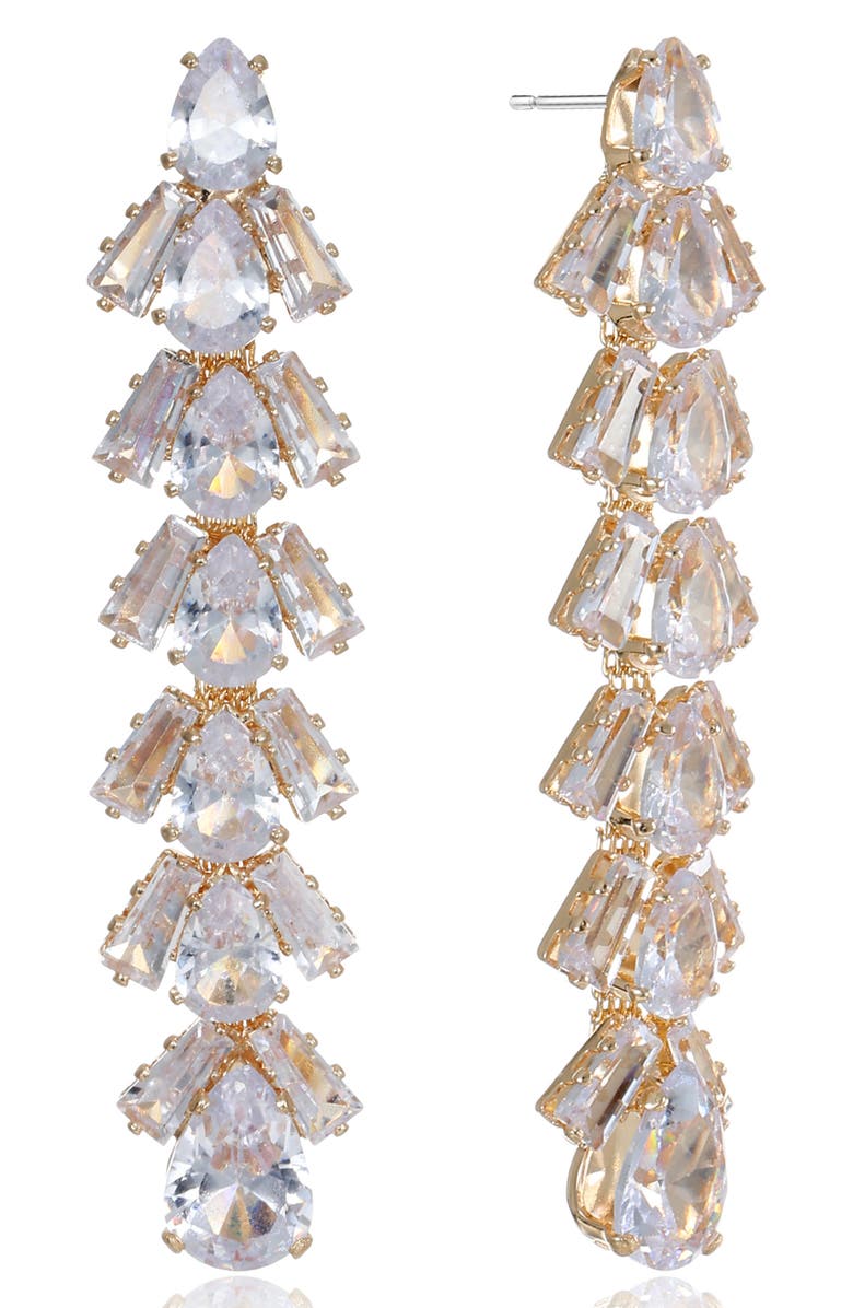 Ettika Cascading Cubic Zirconia Linear Drop Earrings, Main, color, Gold