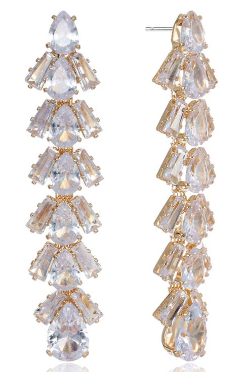 Cascading Cubic Zirconia Linear Drop Earrings