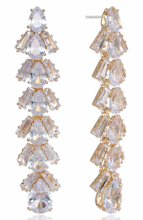 Ettika Cascading Cubic Zirconia Linear Drop Earrings