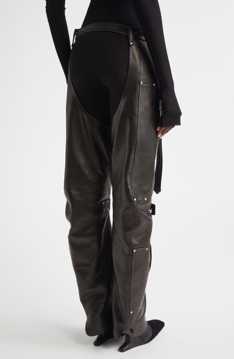 Rick Owens Leo Prothmann Leather Chaps, Alternate, color, Black