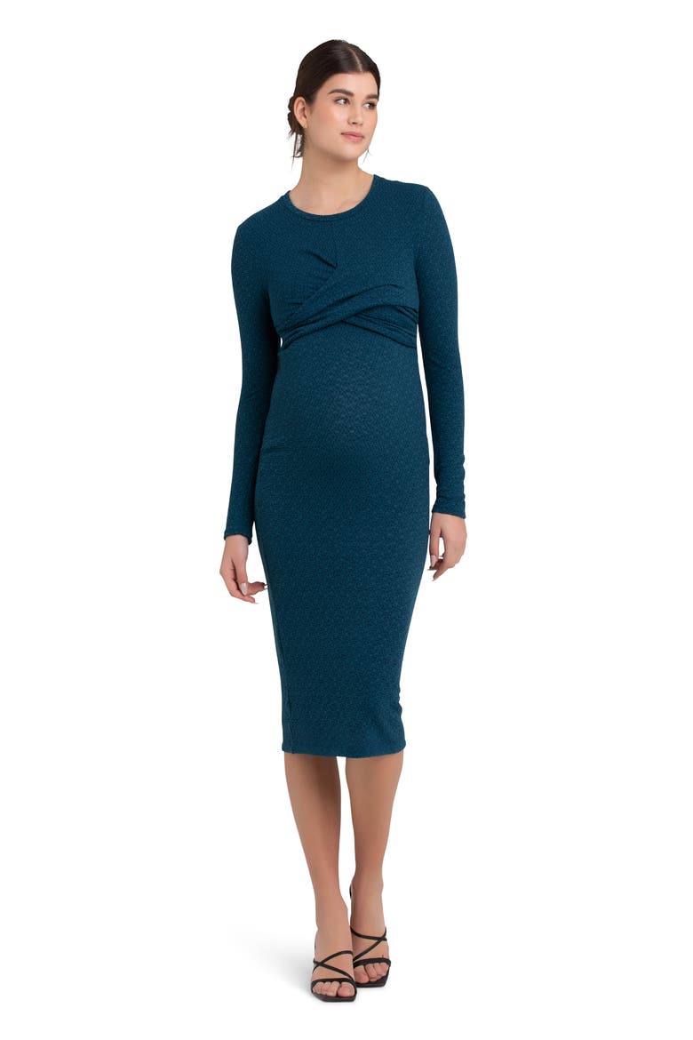 Lola Cross Front Long Sleeve Maternity/Nursing Dress, Alternate, color, PEACOCK