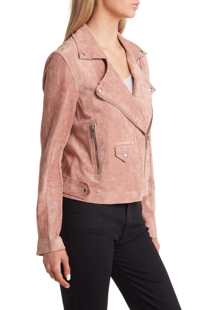 BLANKNYC Faux Suede Moto Jacket, Alternate, color, Dusty Pink