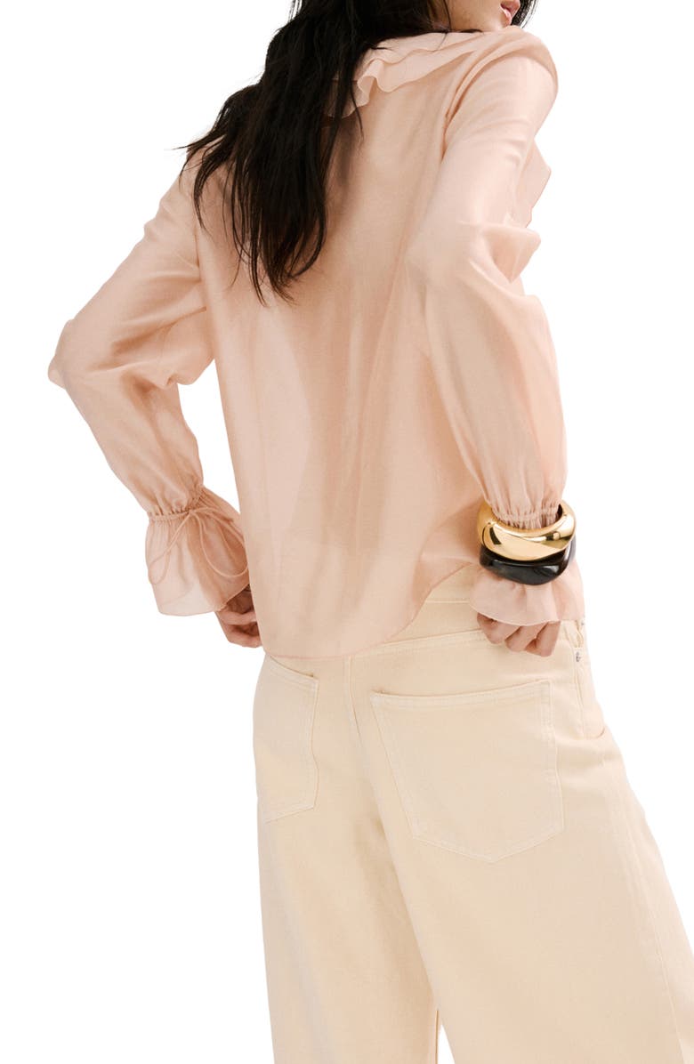 MANGO Ruffle Chiffon Top, Alternate, color, Pastel Pink