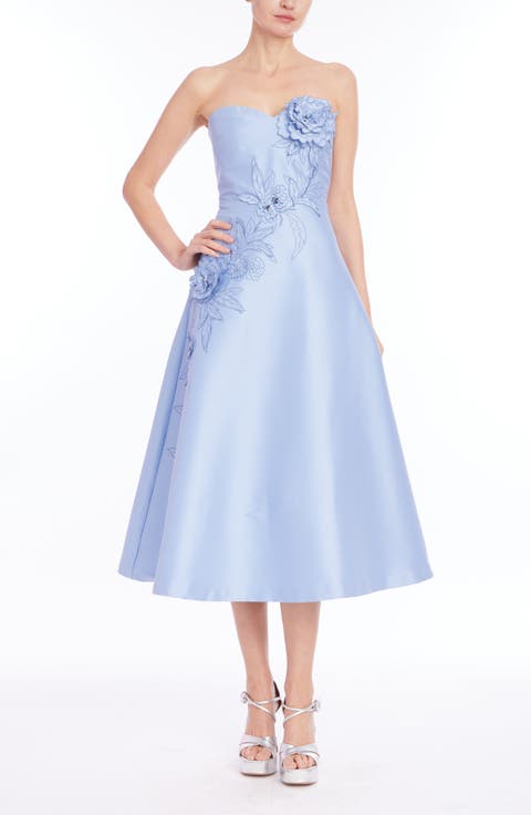 Floral Appliqué Fit & Flare Party Dress