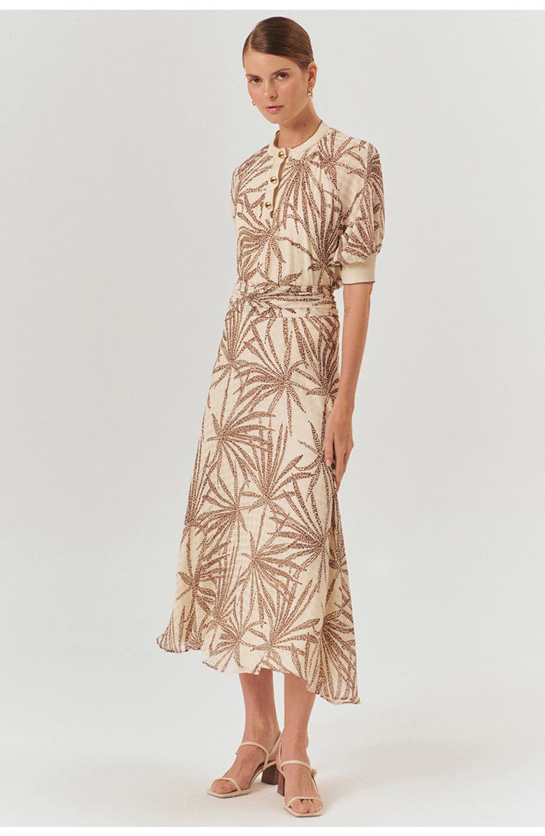 Exquise Drawstring Waist Midi Skirt, Alternate, color, Brown-Beige