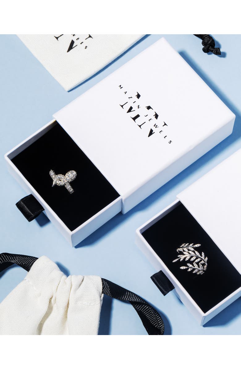 Mazin Jewels Pave Snake Ring, Alternate, color, Silver