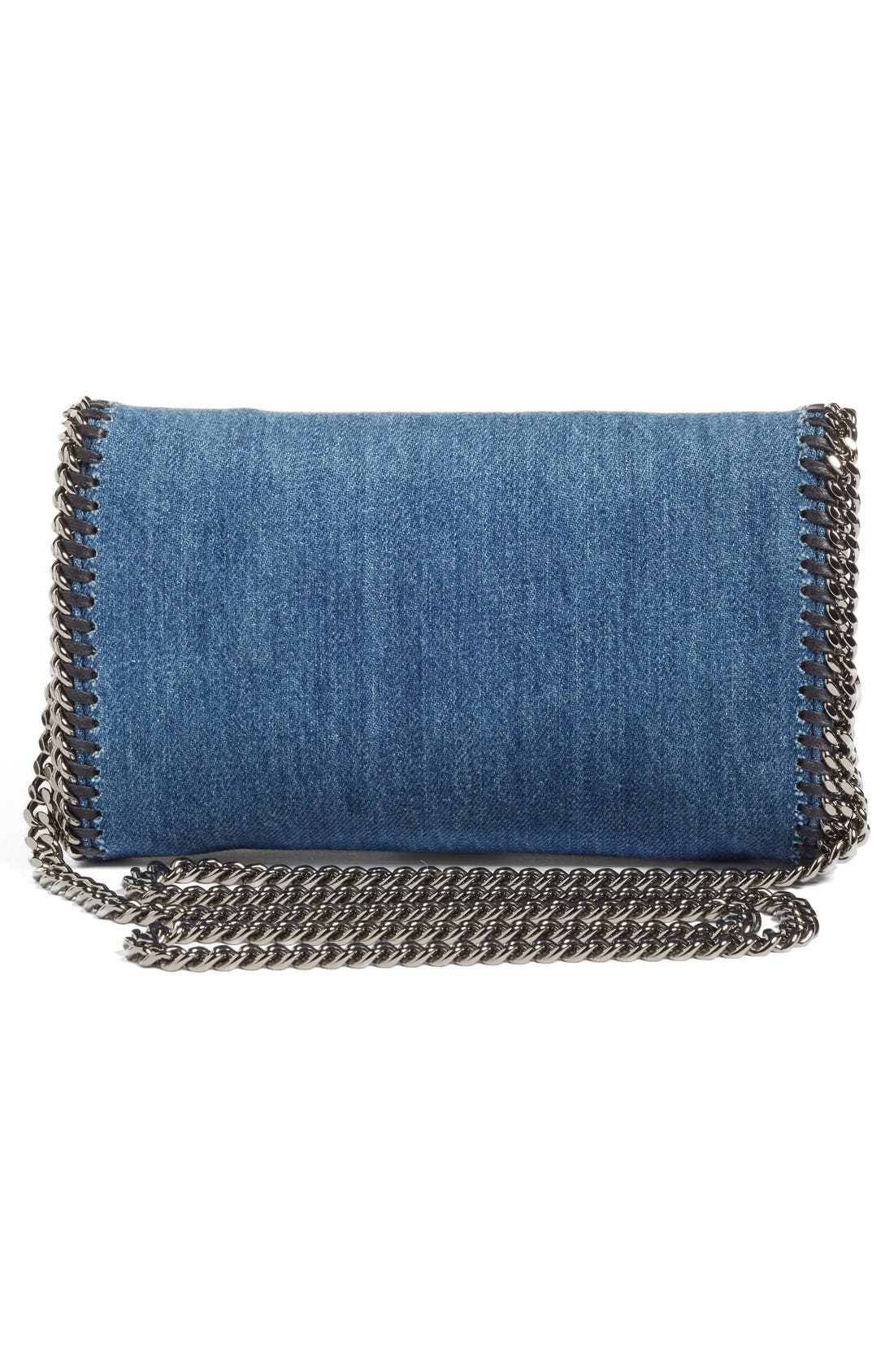 Embroidered Denim Shoulder Bag, Alternate, color, CERULEAN