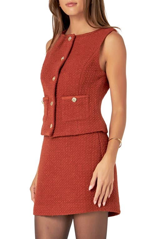 English Factory Crop Tweed Vest In Rust