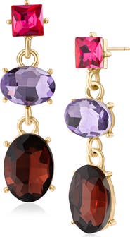 JARDIN Tri-Tone Crystal Drop Earrings
