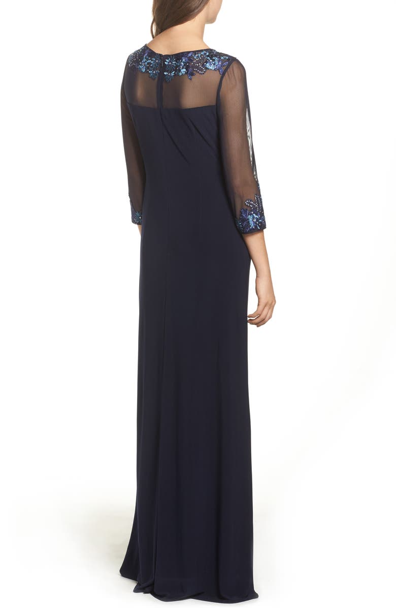 Alex Evenings Embellished Ruched Empire Waist Gown, Alternate, color,