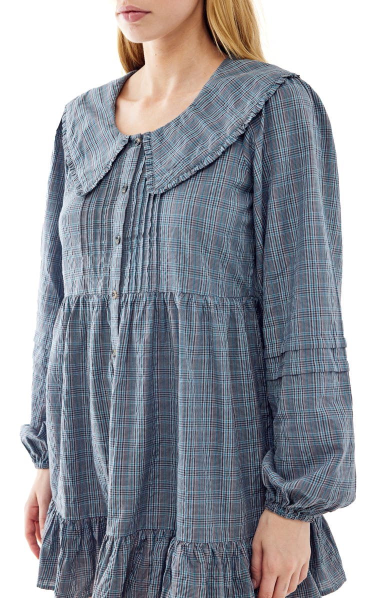 BDG Urban Outfitters Plaid Long Sleeve Cotton Minidress, Alternate, color,