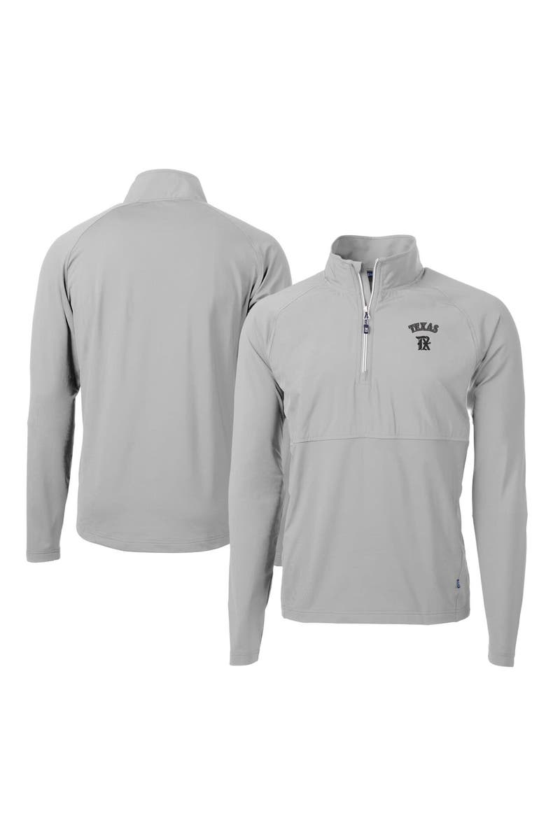 Cutter & Buck Men's Cutter & Buck Gray Texas Rangers City Connect Adapt Eco Knit Hybrid Recycled Quarter-Zip Pullover Top, Main, color, 