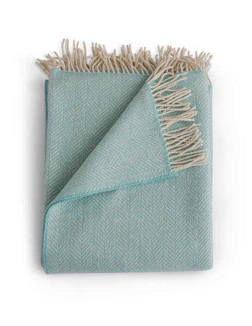 Evangeline Herringbone W/ Cashmere Throws In Blue
