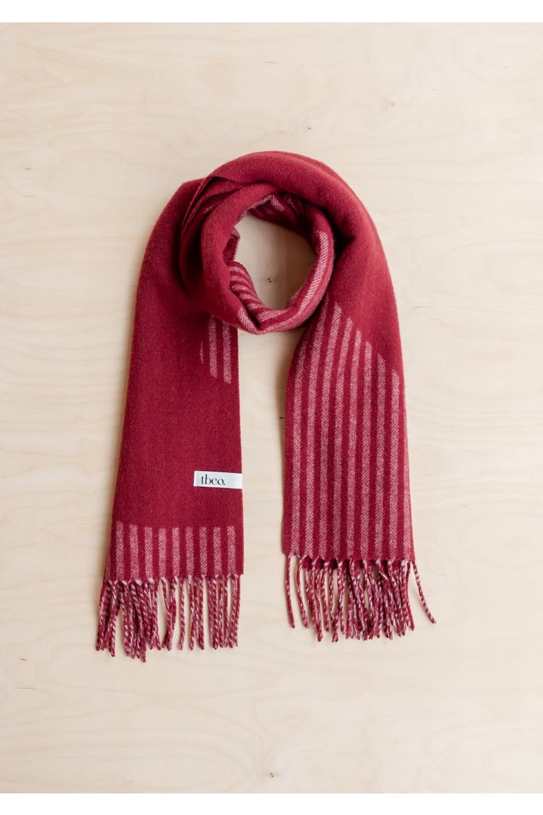 Lambswool Jacquard Oversized Scarf, Alternate, color, Burgundy Wave