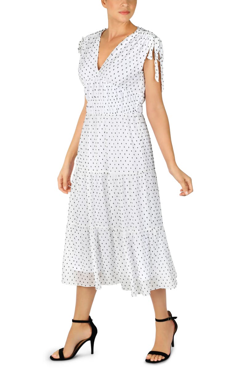 Julia Jordan Clip Dot Ruched Tiered Dress, Alternate, color,
