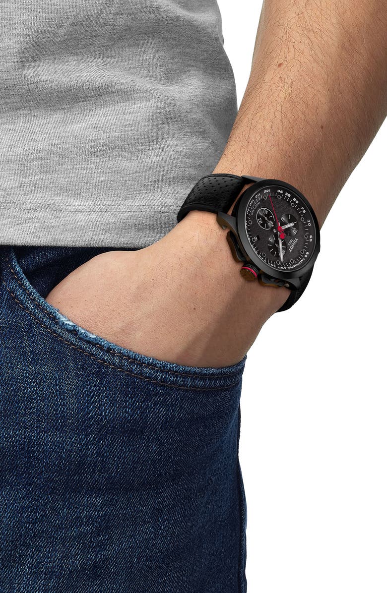 Tissot T-Race Cycling Vuelta Leather Strap Watch, 45mm, Alternate, color,