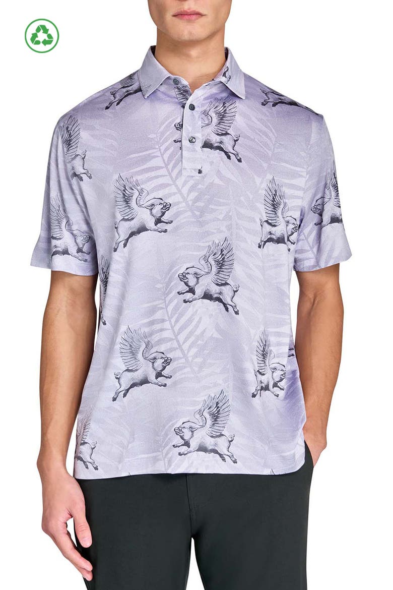 Regular Fit Flying Pigs Recycled Performance Golf Polo, Main, color, GREY