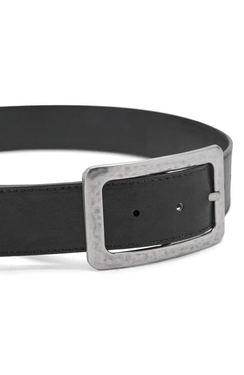 Mango Square Buckle Textured Belt In Black