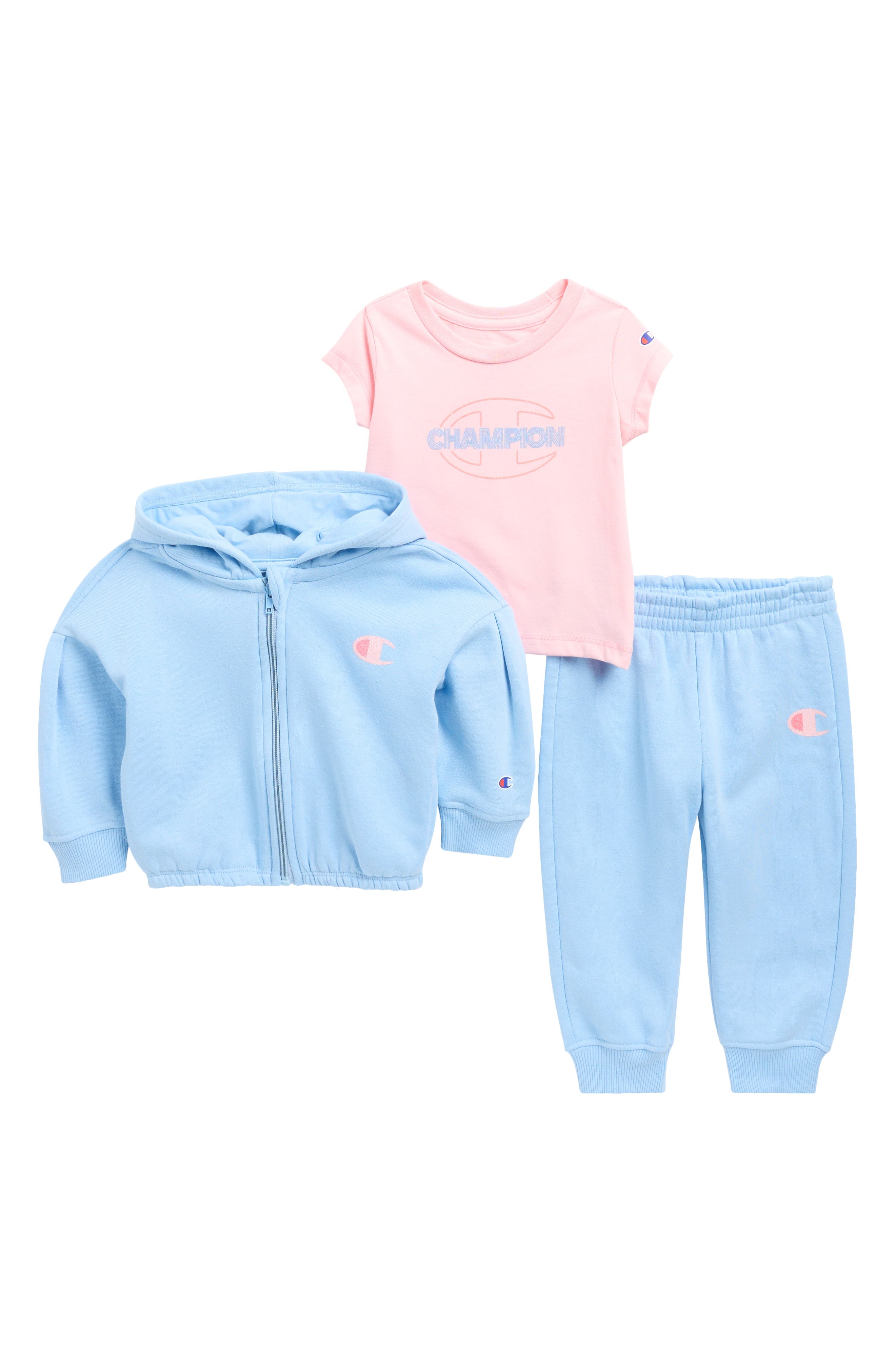 Champion Full Zip Hoodie, T-Shirt & Joggers Set