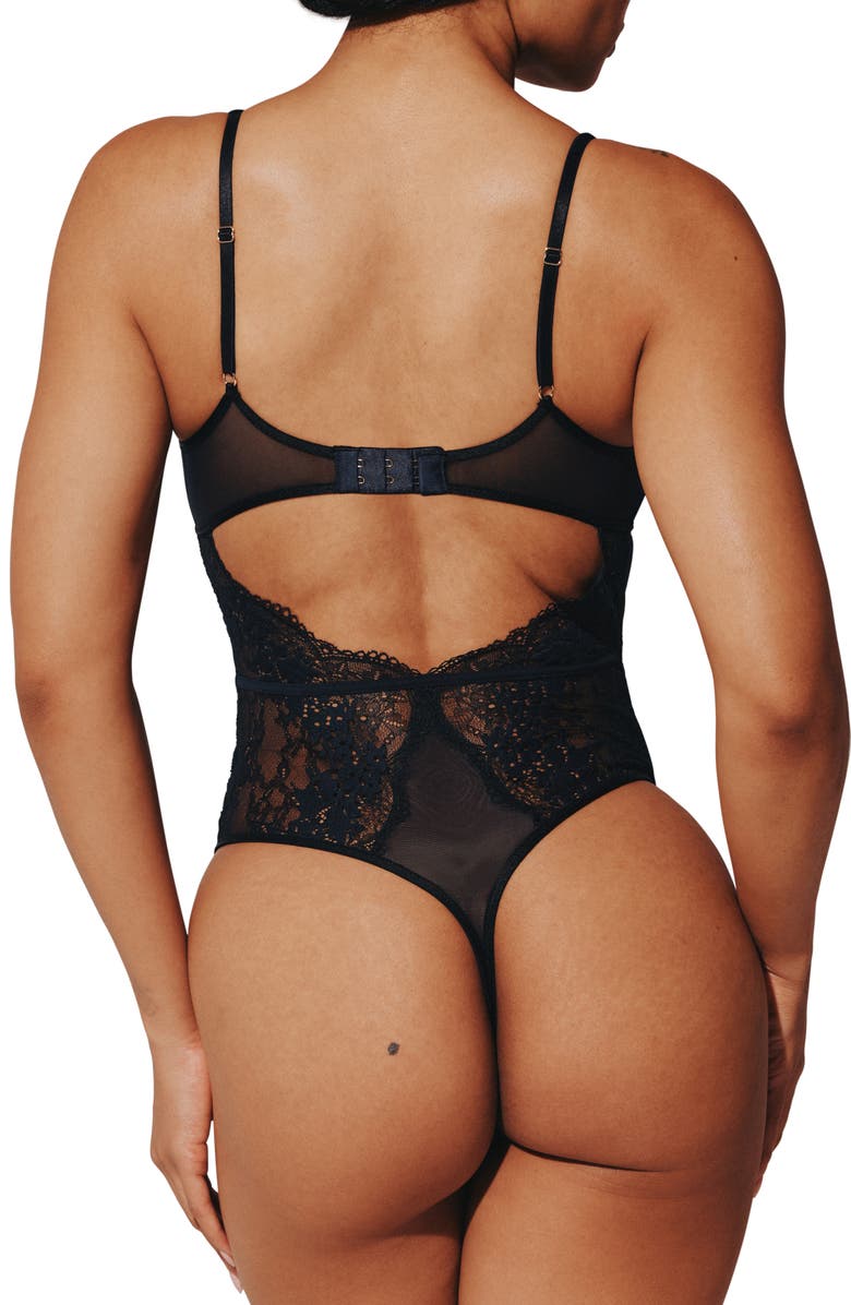 ThirdLove All Day Lace Unlined Thong Bodysuit, Alternate, color,