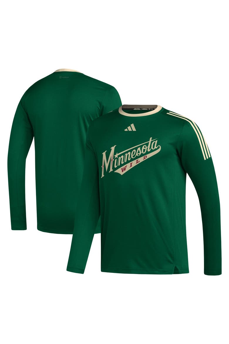 Men's adidas Green Minnesota Wild AEROREADY® Long Sleeve T-Shirt, Alternate, color, Green