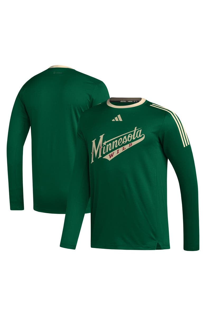 adidas Men's adidas Green Minnesota Wild AEROREADY<sup>®</sup> Long Sleeve T-Shirt, Alternate, color, 