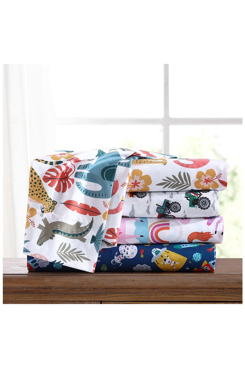 Unicorn Print Microfiber Sheet Set, Alternate, color, BRIGHT PINK