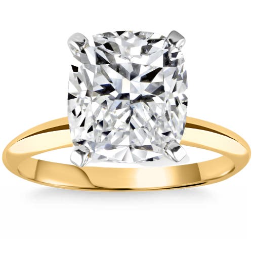 Bliss Diamond 4 Ct 14k Two Tone Certified Lab Grown Cushion Diamond Engagement Ring In 14k Yellow Gold