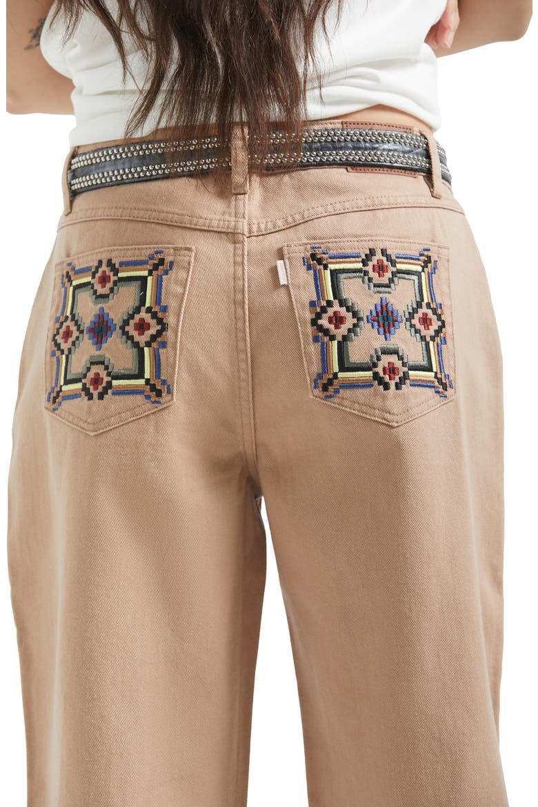 The Chloe Embroidered Pocket Wide Leg Jeans, Alternate, color, WASHED TIMELESS TAUPE