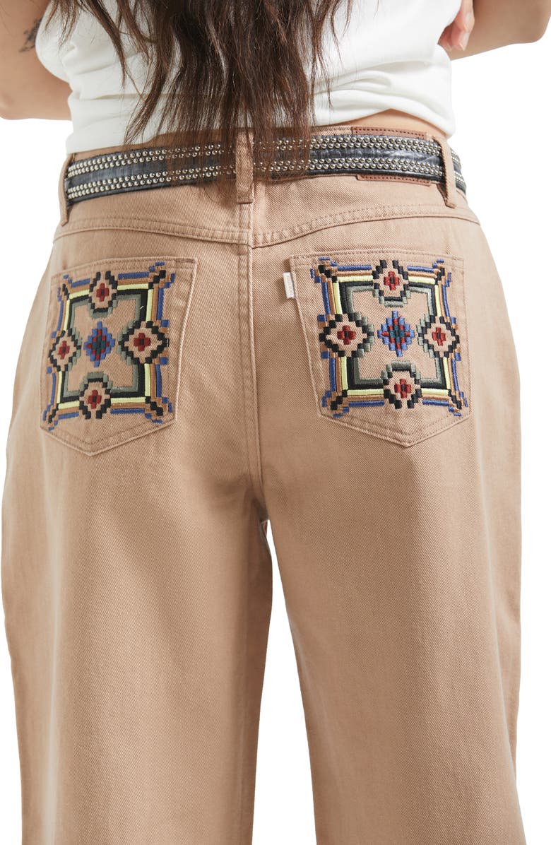 Brixton The Chloe Embroidered Pocket Wide Leg Jeans, Alternate, color, Washed Timeless Taupe