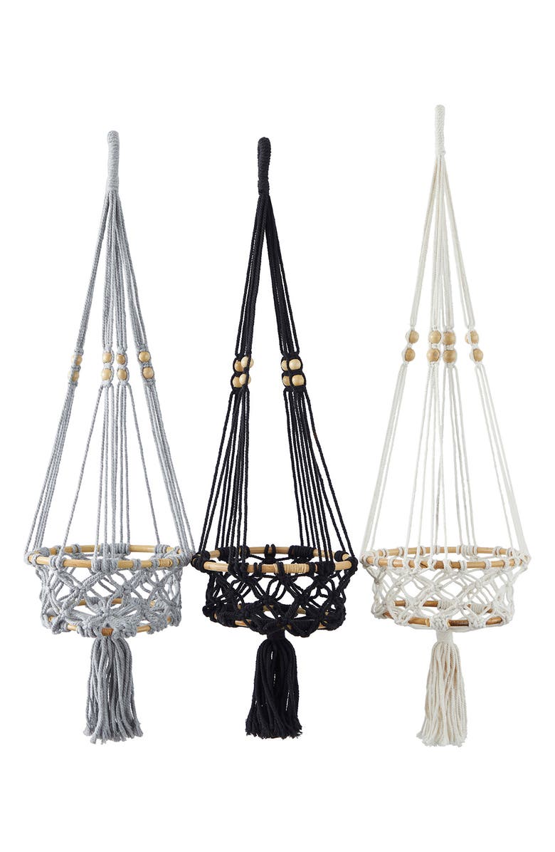 Novogratz Set of 3 Hanging Crochet Plant Holders, Alternate, color,