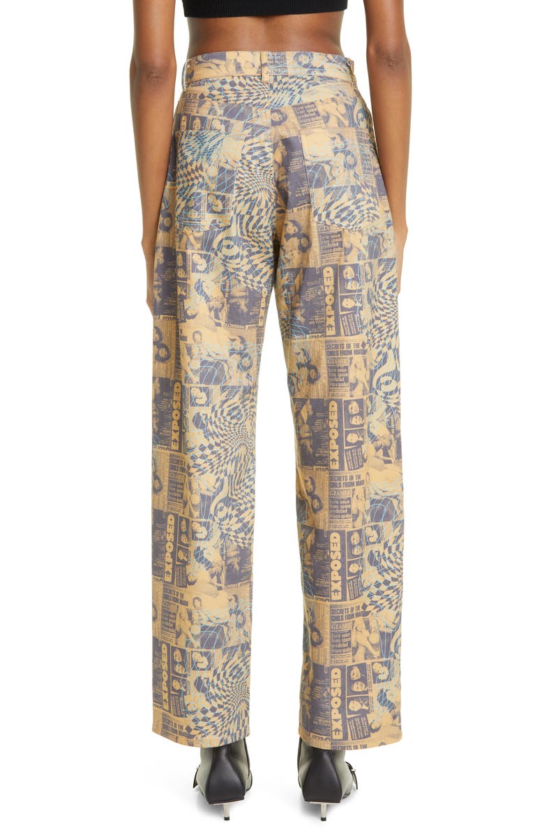 Miaou Fargo Wanted Print Straight Leg Stretch Cotton Pants, Alternate, color, 