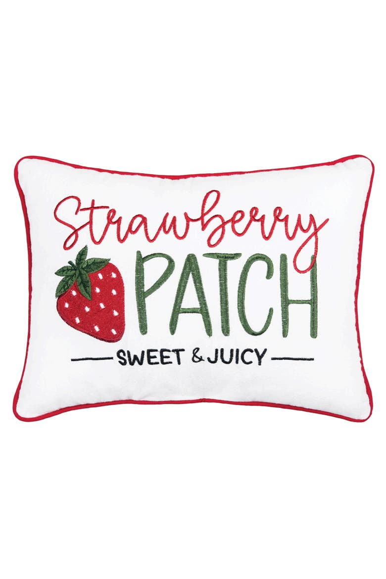 Strawberry Patch Throw Pillow, Main, color, Red