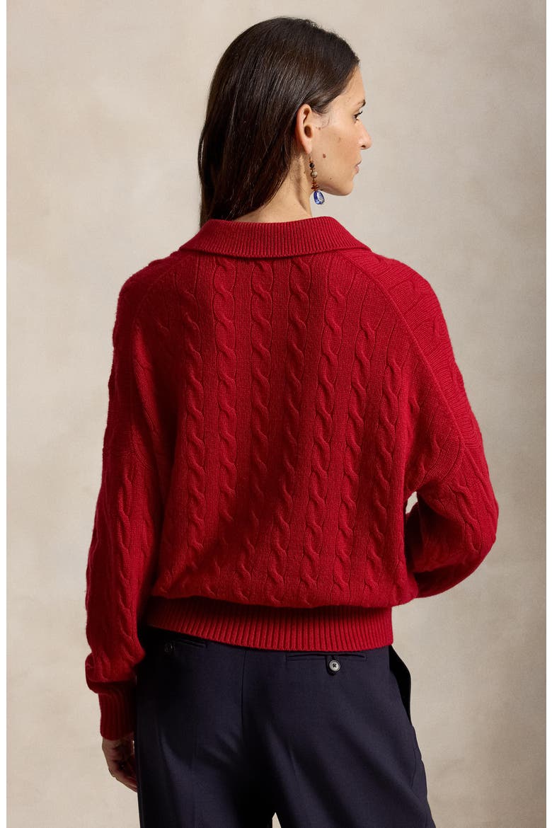 Cable Wool & Cashmere Polo Sweater, Alternate, color, UNVRSTY RD